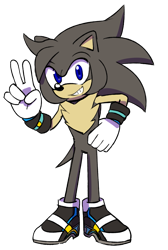 Size: 1309x1949 | Tagged: safe, artist:proboom, oc, oc:luke vei, hedgehog, 2017, blue eyes, commission, grey fur, looking at viewer, male, oc only, peach fur, simple background, smile, solo, standing, transparent background, v sign