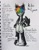 Size: 640x821 | Tagged: safe, artist:panda_xtreme, oc, oc:kiko the lynx, lynx, ace, boots, character name, clothes, dyed hair, english text, jacket, nonbinary, oc only, solo, traditional media