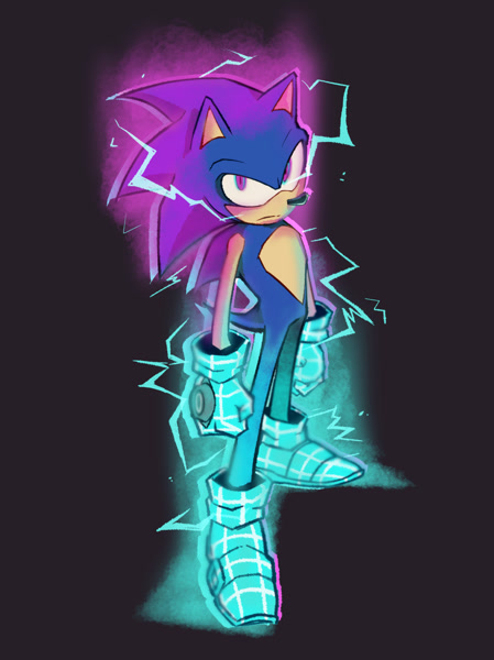 Size: 1282x1712 | Tagged: safe, artist:blabla364, sonic the hedgehog, super sonic, hedgehog, sonic prime, black background, featured image, frown, looking up, male, prism form, prism sonic, simple background, solo, standing