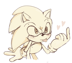 Size: 1206x1059 | Tagged: safe, artist:burrase, sonic the hedgehog, hedgehog, sonic prime, sonic prime s2, bending over, blushing, heart, looking offscreen, male, monochrome, redraw, simple background, solo, tongue out, white background