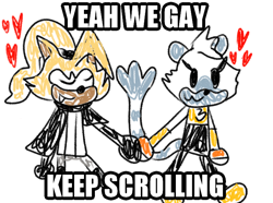 Size: 702x522 | Tagged: safe, artist:yakkyrwhackr, tangle the lemur, whisper the wolf, duo, english text, female, females only, heart, holding hands, lesbian, meme, shipping, simple background, tangle x whisper, white background, yeah we gay