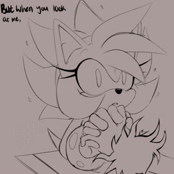Size: 2000x2000 | Tagged: safe, artist:sspicyramencup, amy rose, blaze the cat, cat, hedgehog, amy x blaze, amy's halterneck dress, english text, female, female pov, females only, holding hands, lesbian, shipping, sketch, super amy