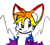 Size: 1280x1159 | Tagged: safe, artist:devotedsidekick, artist:sp-rings, miles "tails" prower, fox, gay pride, hands behind back, looking at viewer, pride, pride flag, simple background, sketch, smile, solo, white background
