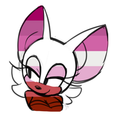 Size: 1280x1313 | Tagged: safe, artist:sp-rings, rouge the bat, female, lesbian, lesbian pride, looking offscreen, pride, pride flag, simple background, sketch, solo, white background