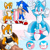 Size: 2048x2048 | Tagged: safe, artist:seagull-scribbles, miles "tails" prower, sonic the hedgehog, fox, hedgehog, crop top, duality, duo, female, flag, frown, gloves, hands on hips, limited palette, looking at viewer, looking up, male, mid-air, pride flag, pride flag background, shorts, smile, standing, tails logo, trans male, trans pride, transgender, v sign