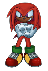 Size: 1318x1960 | Tagged: safe, artist:seagull-scribbles, knuckles the echidna, echidna, looking ahead, male, sharp teeth, simple background, smile, solo, standing, transparent background