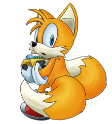 Size: 1557x1718 | Tagged: safe, artist:seagull-scribbles, miles "tails" prower, fox, :o, holding something, looking back at viewer, male, miles electric, mouth open, simple background, solo, standing, transparent background