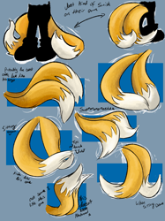 Size: 1535x2048 | Tagged: safe, artist:seagull-scribbles, miles "tails" prower, abstract background, drawing tutorial, english text, solo, tutorial, two tails