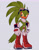 Size: 2048x2633 | Tagged: safe, artist:pastelmangos, artist:yu33_pm, jet the hawk, bird, bandage, cute, gay, grey background, hand on hip, hawk, jetabetes, male, outline, signature, simple background, smile, solo, standing, yellow sclera