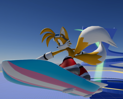 Size: 978x793 | Tagged: safe, miles "tails" prower, fox, extreme gear, mod, screenshot, solo, sonic riders, sonic riders x (fanproject), trans pride, transgender