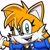 Size: 2048x2048 | Tagged: safe, artist:pansquid, miles "tails" prower, fox, badge, eyelashes, female, icon, jacket, lesbian, looking at viewer, mouth open, one fang, simple background, smile, solo, trans female, trans pride, transgender, white background