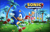 Size: 3016x1946 | Tagged: safe, amy rose, knuckles the echidna, miles "tails" prower, sonic the hedgehog, echidna, fox, hedgehog, sonic superstars, 3d, abstract background, classic amy, classic knuckles, classic sonic, classic tails, english text, group, logo, official render