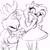Size: 2048x2048 | Tagged: safe, artist:sum_more_smores, amy rose, blaze the cat, cat, hedgehog, 2023, amy x blaze, amy's halterneck dress, blaze's tailcoat, clothes, cute, dress, female, females only, kiss on hand, lesbian, shipping, sketch