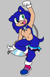 Size: 2074x3193 | Tagged: safe, artist:hedgiebeast, sonic the hedgehog, hedgehog, bisexual, bisexual pride, cape, demiboy, demiboy pride, flat colors, grey background, mouth open, polyamorous pride, pride, simple background, solo