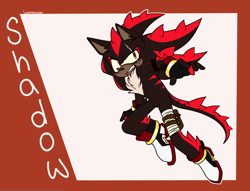 Size: 2556x1952 | Tagged: safe, artist:cloudsthehedgefox99, shadow the hedgehog, hedgehog, 2020, abstract background, alternate universe, character name, clenched teeth, male, scar, solo