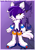Size: 1485x2093 | Tagged: safe, artist:silver8lue, oc, oc:jasie the fox, fox, 2019, boots, character name, echo background, frown, gradient background, hair over one eye, male, oc only, purple fur, red eyes, solo, standing
