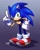 Size: 1080x1349 | Tagged: safe, artist:_.izuku_deku._midoriya._, sonic the hedgehog, hedgehog, gradient background, looking at viewer, male, pointing, signature, smile, solo, standing
