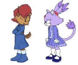 Size: 2400x2000 | Tagged: safe, artist:theowlgoesmoo, blaze the cat, sally acorn, younger