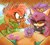 Size: 540x489 | Tagged: safe, artist:alittlebitfast, amy rose, blaze the cat, cat, hedgehog, 2017, amy x blaze, beach, bikini, cute, female, females only, lesbian, shipping, sunglasses, umbrella