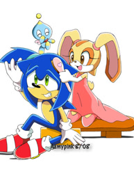 Size: 520x674 | Tagged: safe, artist:aamypink, cheese (chao), cream the rabbit, sonic the hedgehog