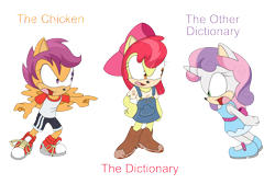 Size: 4373x2937 | Tagged: dead source, safe, artist:atomiclance, apple bloom, arguement, child, clothes, crossover, cutie mark crusaders, earth pony, english text, female, females only, meme, mobianified, my little pony, pegasus, pony, scootaloo, simple background, standing, sweetie belle, transparent background, trio, unicorn