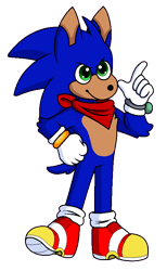 Size: 482x783 | Tagged: safe, artist:erasabledata, sonic the hedgehog, hedgehog, arm fluff, bandana, chip's necklace, looking offscreen, male, redesign, simple background, smile, soap shoes, solo, standing, transparent background