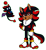 Size: 736x794 | Tagged: safe, artist:erasabledata, shadow the hedgehog, chao, hedgehog, agender, character chao, duo, eyelashes, looking at viewer, male, redesign, scar, shadow chao, simple background, smile, standing, transparent background