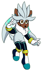 Size: 568x944 | Tagged: safe, artist:erasabledata, silver the hedgehog, hedgehog, ear piercing, looking offscreen, male, redesign, simple background, smile, solo, standing, transparent background