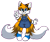 Size: 854x722 | Tagged: safe, artist:erasabledata, miles "tails" prower, fox, blue shoes, clothes, ear fluff, goggles, goggles on head, looking at viewer, overalls, redesign, simple background, smile, solo, standing, transparent background, v sign