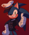 Size: 4080x4879 | Tagged: safe, artist:chaoslose, sonic the hedgehog, hedgehog, the murder of sonic the hedgehog, 2023, hand on hip, looking at viewer, male, red background, redraw, signature, simple background, smile, solo, standing, thumbs up, wink