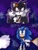 Size: 768x1024 | Tagged: dead source, safe, artist:shadiie, miles "tails" prower, sonic the hedgehog, fox, hedgehog, fanfic:dark tails unleashed, abstract background, clenched fist, clenched teeth, dark form, dark tails, duo, fanfiction art, flashlight, holding something, nighttime, outdoors, red eyes, sonic boom (tv), standing