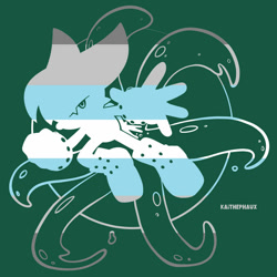 Size: 900x900 | Tagged: safe, artist:kaithephaux, kit the fennec, 2022, demiboy, demiboy pride, fennec, green background, silhouette, simple background, solo, tentacle