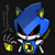 Size: 3000x3000 | Tagged: safe, artist:ch1b1k0, metal sonic, 31 days sonic, 2022, agender, black background, black sclera, bust, english text, robot, signature, simple background, solo, solo agender, standing
