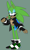 Size: 750x1262 | Tagged: safe, artist:chaosblasts, scourge the hedgehog, hedgehog, alternate universe, eyeshadow, fingerless gloves, gay, glasses, green background, jacket, lidded eyes, looking at viewer, male, nails, painted fingernails, shoes, simple background, smile, solo, standing, sunglasses