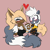 Size: 2048x2048 | Tagged: safe, artist:butterrrmoth, tangle the lemur, whisper the wolf, 2023, blushing, brown background, duo, heart, holding hands, lesbian, shipping, simple background, sitting, smile, tangle x whisper