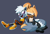 Size: 1880x1280 | Tagged: safe, artist:gh0stfl0wer, tangle the lemur, whisper the wolf, lemur, wolf, blushing, duo, female, females only, lesbian, purple background, shipping, simple background, sitting, smile, tangle x whisper