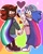 Size: 1486x1855 | Tagged: safe, artist:kyliebrightsun, shadow the hedgehog, sonic the hedgehog, abstract background, aro ace pride, aromantic, asexual, bisexual, bisexual pride, cap, cape, clothes, duo, ear piercing, gay, genderfluid, genderfluid pride, heart, holding hands, jacket, looking back at viewer, mlm pride, outline, pride, rainbow, shadow x sonic, shipping, shirt, shorts, skirt, smile, sparkles, t4t, v sign