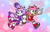Size: 2047x1293 | Tagged: safe, artist:didi-bot, amy rose, blaze the cat, cat, hedgehog, 2023, amy x blaze, amy's halterneck dress, blaze's tailcoat, bow, clothes, cute, dress, female, females only, hand on arm, heart, lesbian, shipping
