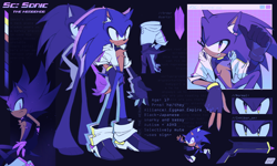 Size: 2048x1229 | Tagged: safe, artist:12neonlit-stage, sonic the hedgehog, super sonic, hedgehog, adhd, alternate universe, au:crystallized, autistic, chest fluff, english text, frown, male, pronouns, smile, solo, standing, super form, top surgery scars, trans male, transgender