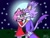 Size: 829x628 | Tagged: safe, artist:derilpostthings, amy rose, blaze the cat, cat, hedgehog, 2023, amy x blaze, amy's halterneck dress, blaze's tailcoat, cute, female, females only, hand on cheek, lesbian, looking at each other, shipping, star (sky)