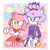 Size: 1280x1280 | Tagged: safe, artist:ranterbo, amy rose, blaze the cat, cat, hedgehog, 2022, amy x blaze, amy's halterneck dress, bag, blaze's tailcoat, blushing, clothes, cute, dress, female, females only, flower, lesbian, looking at them, plant, question mark, shipping