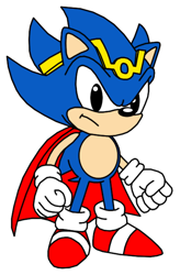 Size: 414x630 | Tagged: safe, artist:death-driver-5000, alternate universe, cape, crown, fleetway, king sonic, sonic the comic