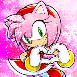 Size: 750x750 | Tagged: safe, artist:sonic-hedgekin, amy rose, heart hands, icon, snowflake, solo, winter