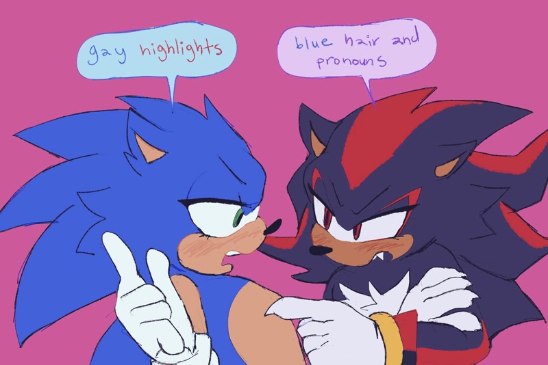 139739 - safe, artist:shadowhatesomochao, shadow the hedgehog (sonic), sonic  the hedgehog (sonic), hedgehog, mammal, anthro, sega, sonic the hedgehog  (series), anthro/anthro, blushing, duo, duo male, male, male/male, males  only, shipping, simple