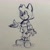 Size: 1980x1980 | Tagged: safe, artist:cooki_bob, barry the quokka, 2023, alternate outfit, claws, line art, looking offscreen, nonbinary, sketch, smile, solo, standing, traditional media