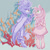 Size: 540x540 | Tagged: safe, artist:ridofukuto, amy rose, blaze the cat, cat, hedgehog, 2022, amy x blaze, amy's halterneck dress, blaze's tailcoat, crying, cute, dress, female, females only, fire, flame, flower, lesbian, looking at each other, shipping
