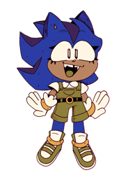Size: 935x1248 | Tagged: safe, artist:head---ache, oc, oc:emmie the hedgehog, hedgehog, clothes, fankid, female, magical gay spawn, overalls, parent:shadow, parent:sonic, parents:sonadow, simple background, smile, solo, transparent background