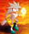 Size: 831x961 | Tagged: safe, artist:deaddu, silver the hedgehog, hedgehog, boots, gloves, grey fur, lava, looking offscreen, male, solo, white gloves, yellow eyes