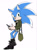 Size: 1129x1535 | Tagged: safe, artist:lenmeu, sonic the hedgehog, hedgehog, bag, blue fur, green eyes, jacket, male, shoes, shorts, smartphone
