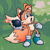Size: 1350x1350 | Tagged: safe, artist:uиtizio, miles "tails" prower, fox, abstract background, blue shoes, bomb, classic sonic (universe), classic tails, clenched fist, eyelashes, goggles, grass, holding something, looking offscreen, male, mouth open, outdoors, redraw, signature, solo, standing, tails adventure, weapon